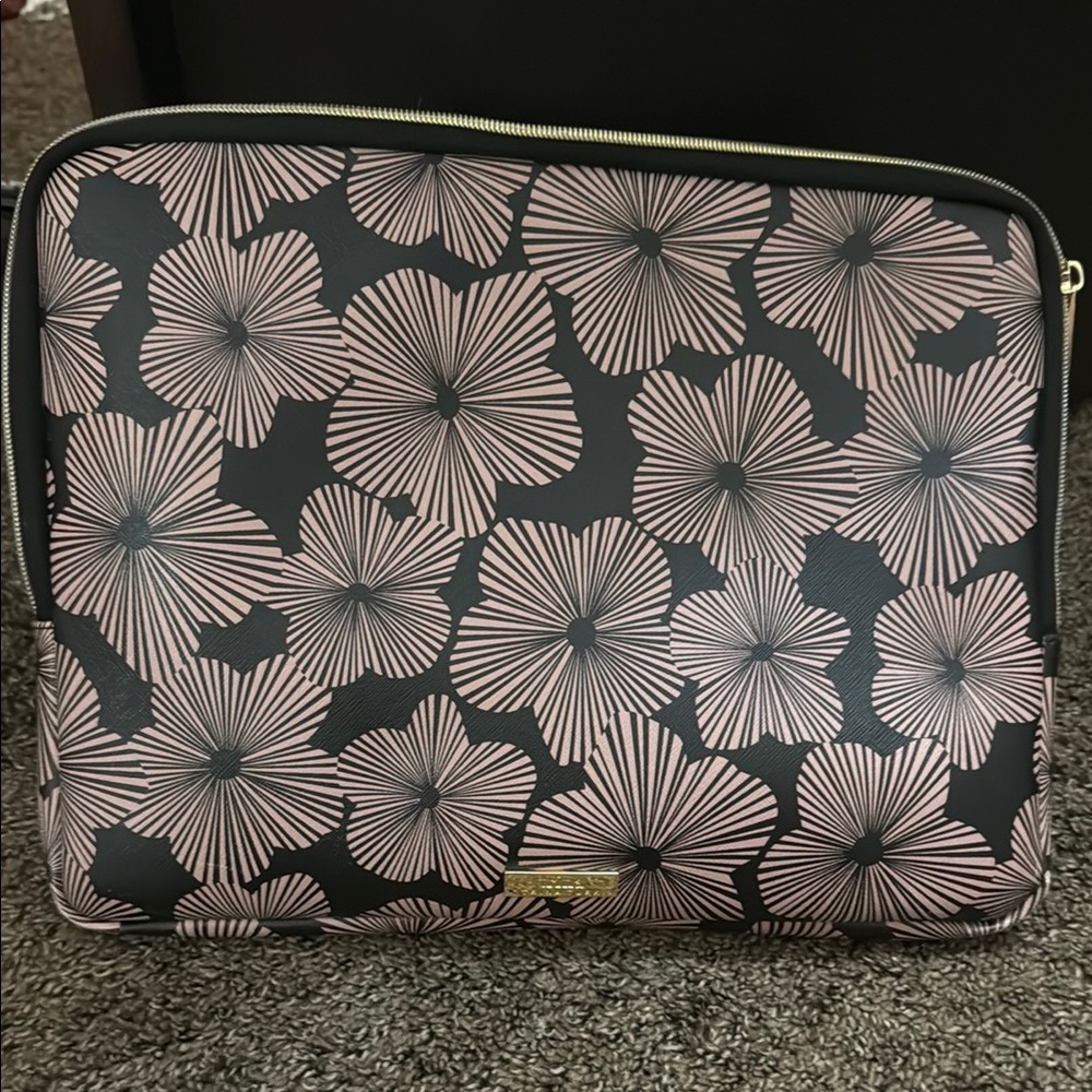 Stylish Black and Pink Floral Laptop Bag